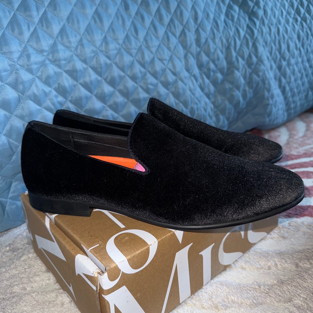 Black Velvrt Slip-On Loafers with Minimalist Design